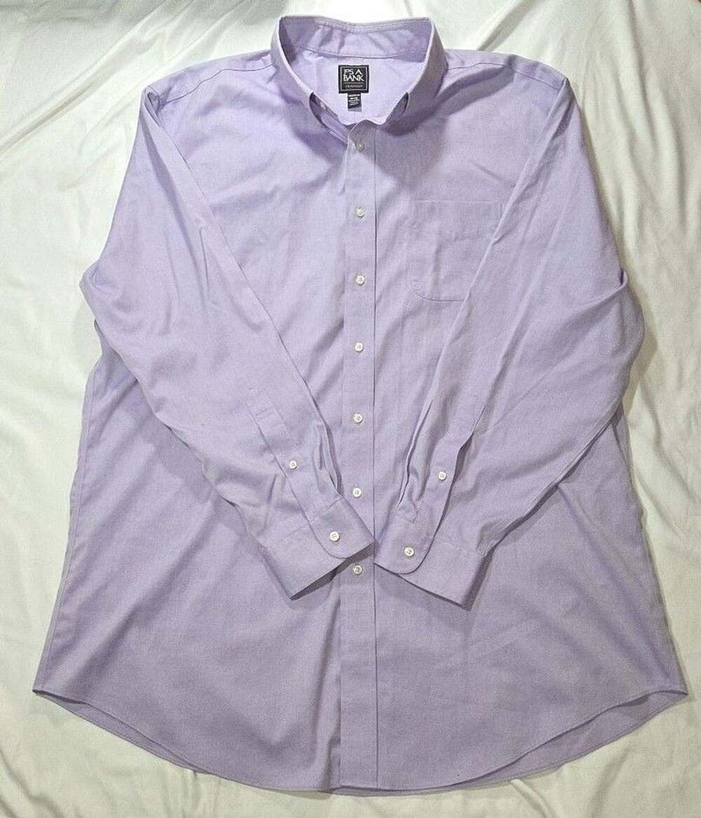 Jos. A. Bank Traveler Dress Shirt Size 18.5-36 Purple Tailored Fit
